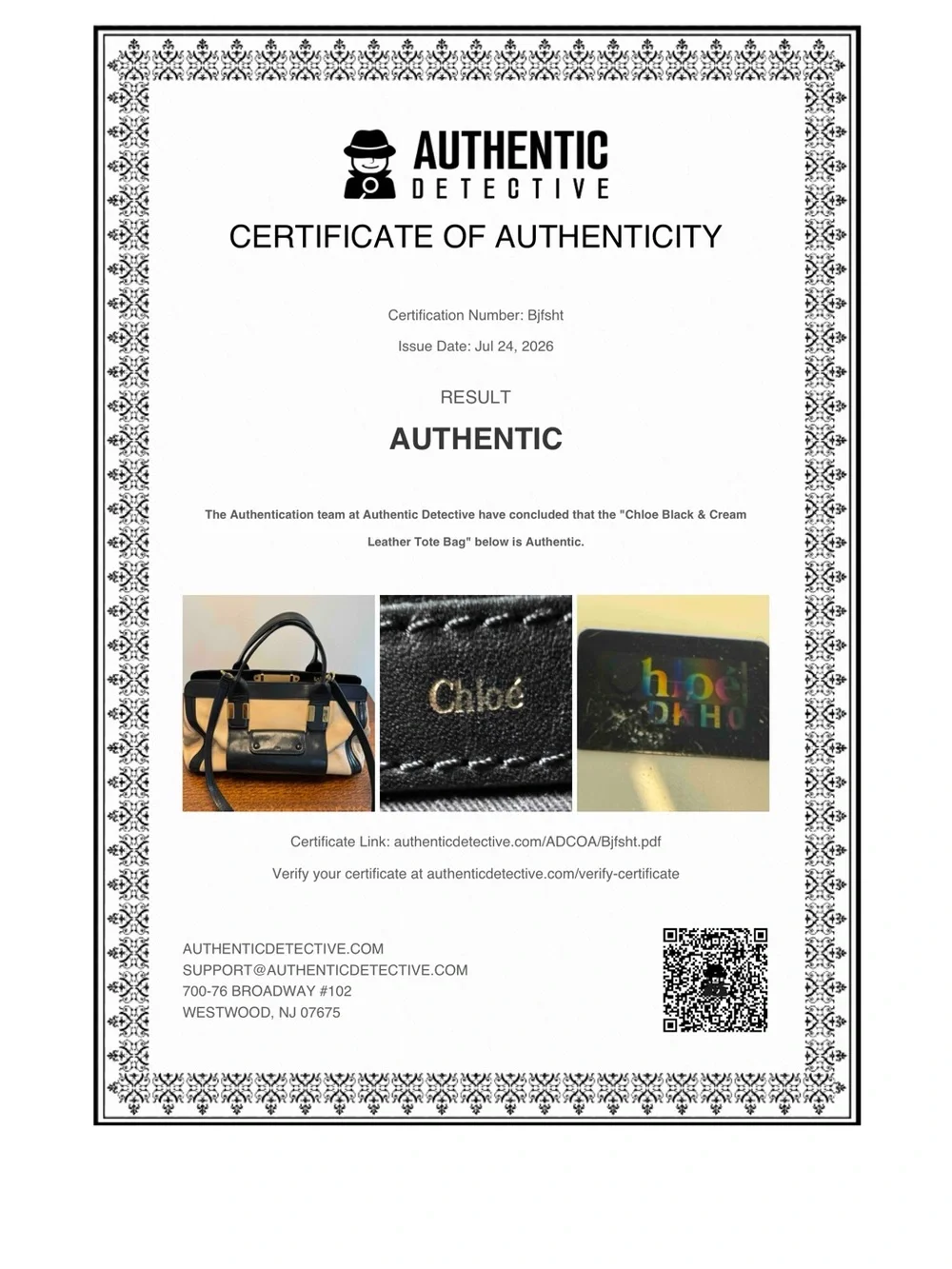Chloe Alice Two-Tone Leather Satchel Bag with COA